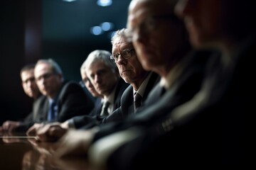 A group of businessmen in a boardroom, bokeh, Non-existent person in generative AI digital illustration, Generative AI