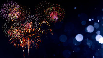 Wall Mural - fireworks with abstract bokeh background