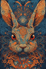 Poster - rabbit drawing in chinese style Generative AI