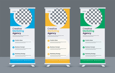 multipurpose rollup banner design template, editable vector eps file.