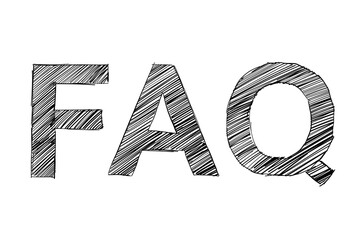 Fototapete - FAQ (Frequently Asked Questions) abbreviation word text in handwritten sketch with hatching lines pen ink cartoon cut out isolated on white background.