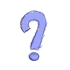 Fototapete - Question mark sign symbol in hand drawing design as light blue colour cut out isolated on white background. Concept for FAQ (Frequently Asked Questions), learning, education questions and answers.