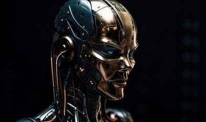 Poster - Android robot robot head close-up, generative AI