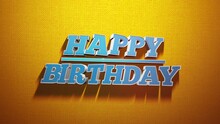 Cartoon Blue Happy Birthday Text On Yellow Fashion Gradient, Motion Holidays, Promo And Party Style Background
