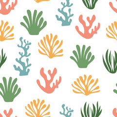 Wall Mural - Seamless pattern coral algae vector illustration