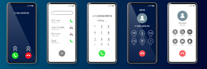 Poster - Phone calling app. Smartphone with call in screen