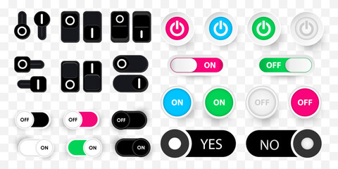Leinwandbilder - On and off button collection. Yes and no app button icons