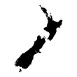 Vector Illustration of the Black Map of New Zealand on White Background