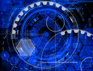 Aufkleber - Abstract background with blue color electronic and technology theme