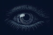 © ADDICTIVE STOCK - ASCII Art style Illustration of eye over blue background. Generative AI