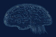 © ADDICTIVE STOCK - ASCII Art style Illustration of brain over blue background. Generative AI