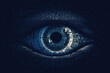 © ADDICTIVE STOCK - ASCII Art style Illustration of eye over blue background. Generative AI