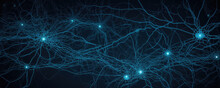 ASCII Art Style Illustration Of Neural Network Over Blue Background. Generative AI