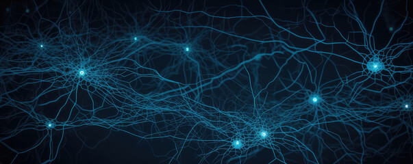 ASCII Art style Illustration of Neural Network over blue background. Generative AI