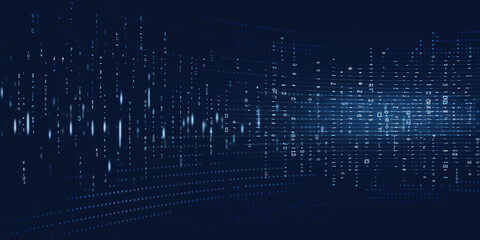 ASCII Art style Illustration of random symbols over blue background. Generative AI