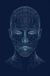 © ADDICTIVE STOCK - ASCII Art style Illustration of person over blue background. Generative AI