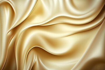 AI generated beautiful elegant beige soft silk satin fabric background with waves and folds