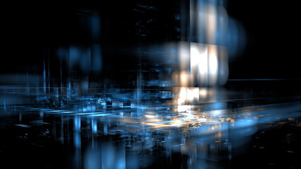 Poster - Digital space, the future of digital modern technologies. Data transmission security system. 3d render