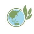 © Matias - Planet earth icon with leaf protecting it. Save the world, eco-friendly symbol. Protect the environment.