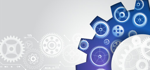 Aufkleber - the mechanism consisting of gears on a gray background for the presentation. cogwheel for science ex