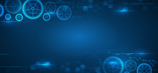 Aufkleber - business and industry internet banner. the mechanism consisting of gears on a blue background for th