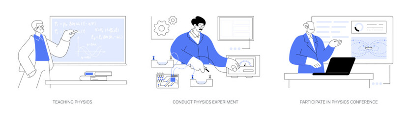 Physics abstract concept vector illustrations.
