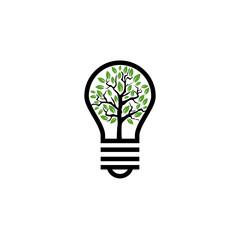 Poster - Eco bulb leaf icon isolated on transparent background