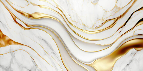 A close up of a white and gold marble surface. Generative KI