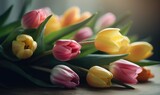 Fototapeta Tulipany - Close-up Festive Spring Flowers - Generative AI