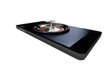 Poster - 3D image of mobile phone with roulette wheel