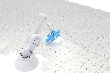 Poster - Robot setting up jigsaw puzzles