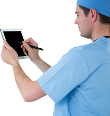 Canvas Print - Surgeon using digital tablet 