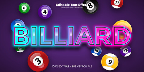 Wall Mural - Billiard editable text effect in modern trend style