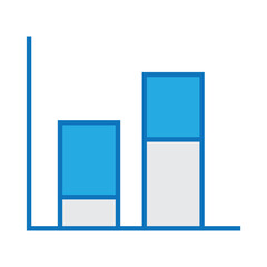 Poster - Blue stacked bar graph over white background