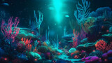 Fototapeta Do akwarium - Underwater landscape, digital art. Generative AI