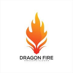 Wall Mural - dragon head logo with fire design gradient colorful