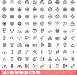 Poster - 100 drainage icons set. outline illustration of 100 drainage icons vector set isolated on white back