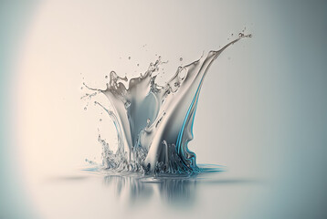 Poster - Water splash with beautiful drops flying away. Liquid motion background. Generated AI.
