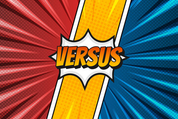 Canvas Print - Duel comic book style versus background with rays