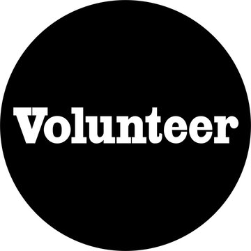 Digital composite image volunteer text on black circle