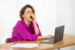 © Prostock-studio - Sleepy Female Freelancer Yawning At Workplace In Home Office,