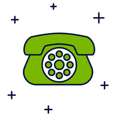 Sticker - Filled outline Telephone icon isolated on white background. Landline phone. Vector