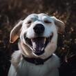 © Elena - Portrait of a cute happy dog smiling. AI generated content