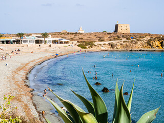 Wall Mural - Tourist summer on the island of Tabarca, Alicante, Valencian community, Spain.