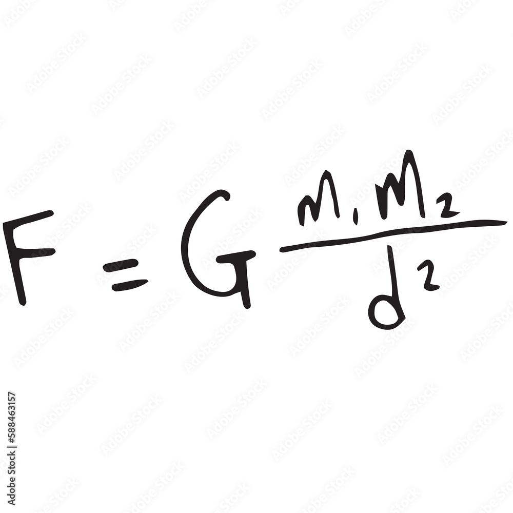 Digital image of Newtons law of gravity equation