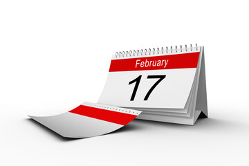 Canvas Print - 17th February on desk calendar