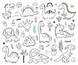 Collection of cute hand drawn dinosaurs