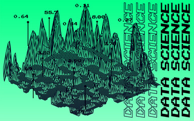 Leinwandbilder - Data visualization in a three-dimensional abstract geometric graph. Machine learning and AI subject illustration.