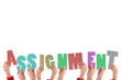 © vectorfusionart - Cropped hands holding colorful word assignment