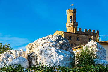 Poster - historic buildings at the old town of Volterra in italy